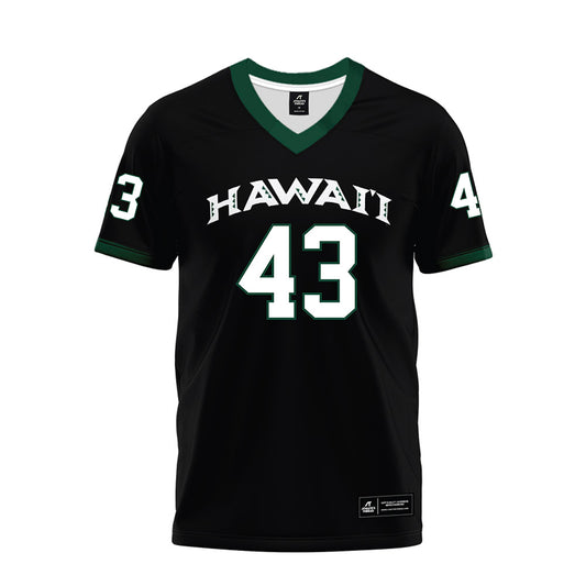 Hawaii - NCAA Football : Alika Cavaco-Amoy - Black Premium Football Jersey-0