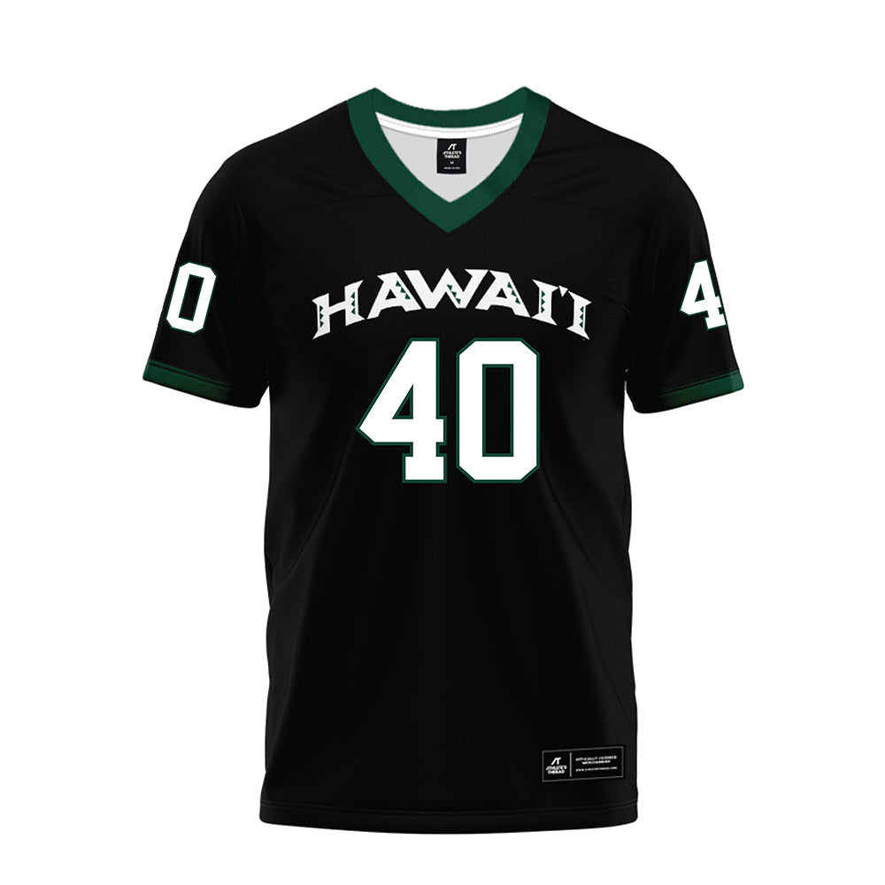 Hawaii - NCAA Football : Thiessen Wright - Black Premium Football Jersey-0
