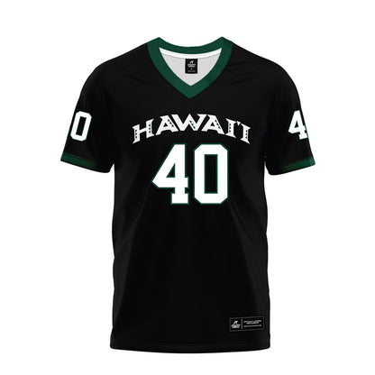 Hawaii - NCAA Football : Thiessen Wright - Black Premium Football Jersey-0