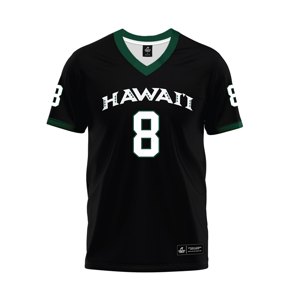 Hawaii - NCAA Football : Kilinahe Mendiola-Jensen - Black Premium Football Jersey-0
