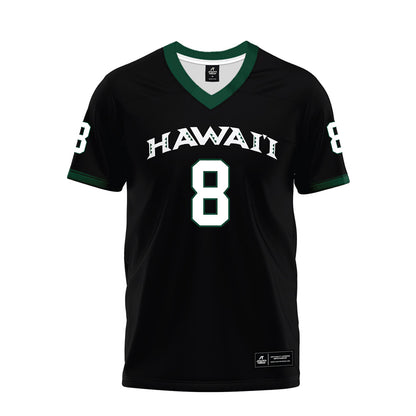 Hawaii - NCAA Football : Kilinahe Mendiola-Jensen - Black Premium Football Jersey-0