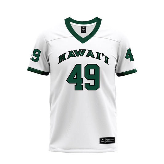 Hawaii - NCAA Football : Dennis Tadio - White Football Jersey-0