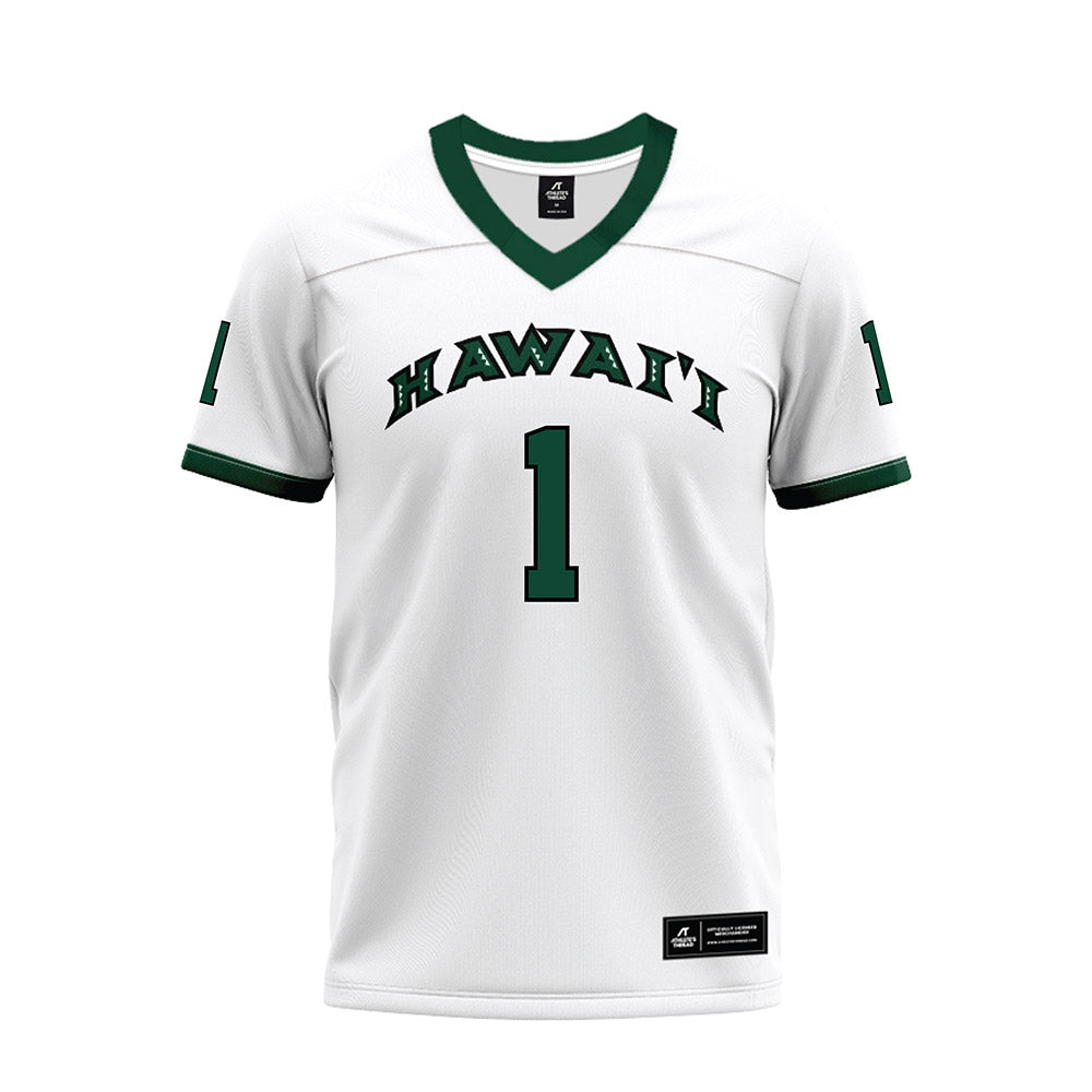 Hawaii - NCAA Football : Peter Manuma - White Football Jersey-0