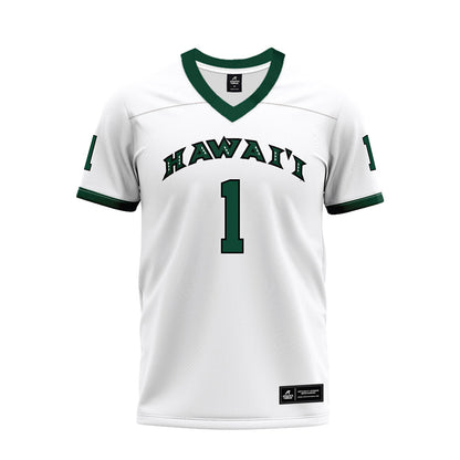 Hawaii - NCAA Football : Peter Manuma - White Football Jersey-0