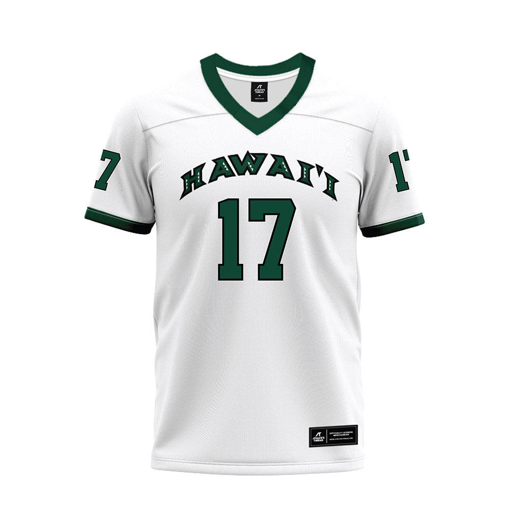 Hawaii - NCAA Football : Kansei Matsuzawa - White Football Jersey-0