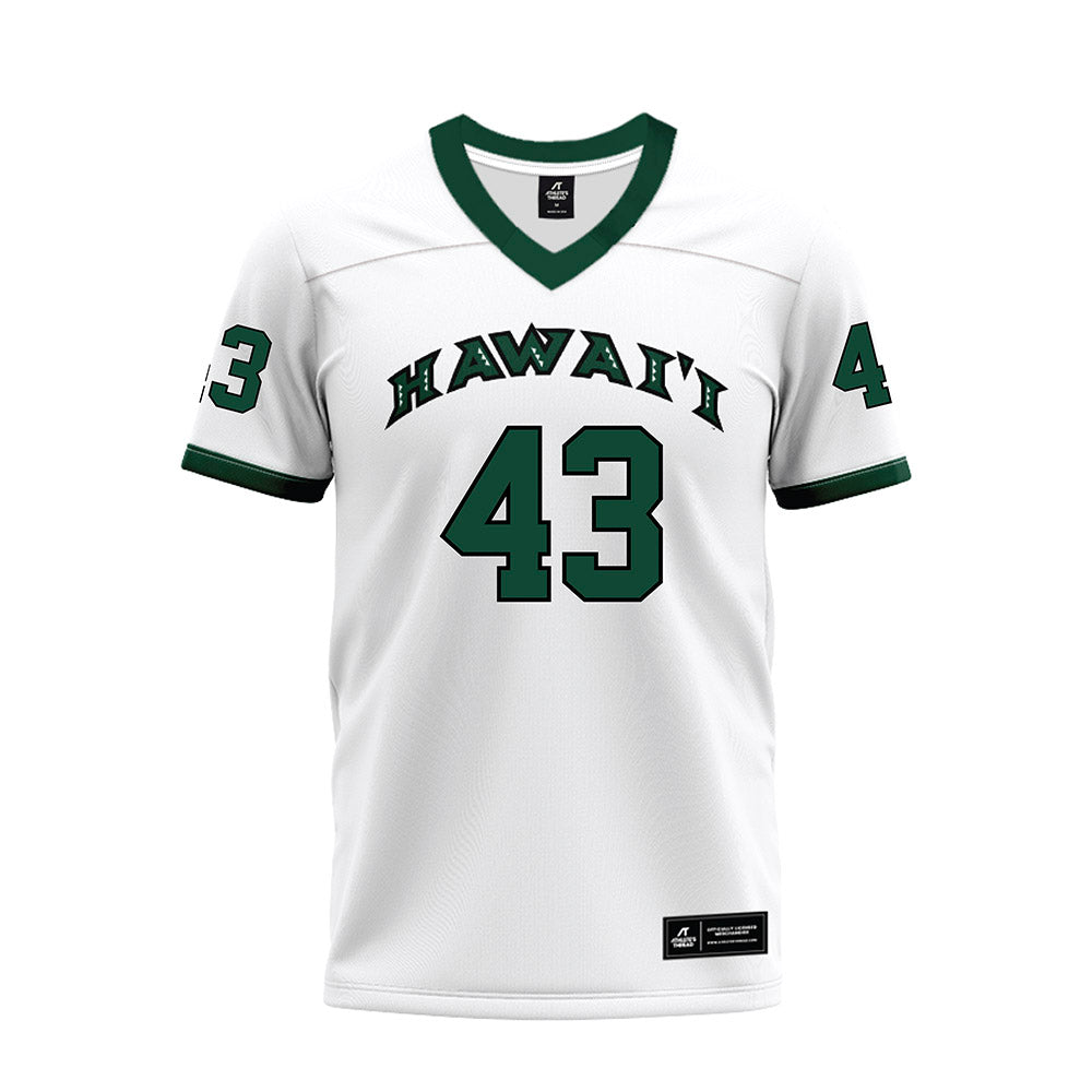 Hawaii - NCAA Football : Alika Cavaco-Amoy - White Football Jersey-0