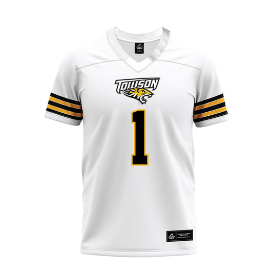 Towson - NCAA Football : Zay Perkins - White Premium Football Jersey-0