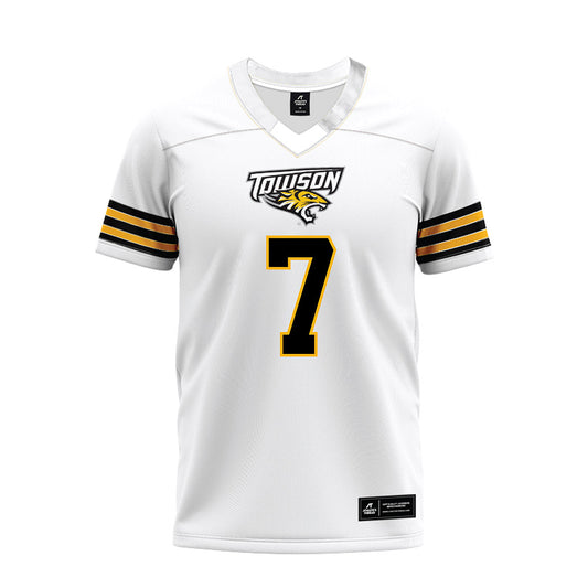 Towson - NCAA Football : Carlos Davis - White Premium Football Jersey