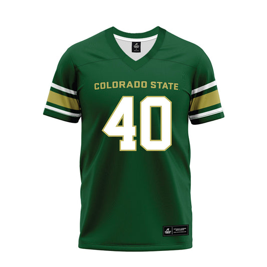 Colorado State - NCAA Football : Owen Long - Green Premium Football Jersey-0