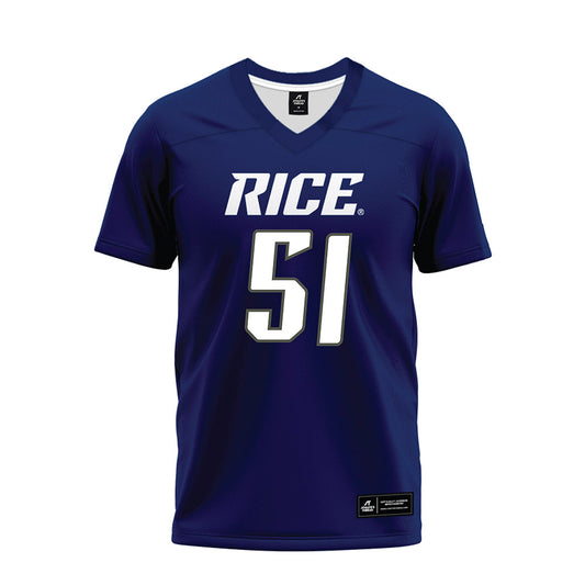 Rice - NCAA Football : Ethan Brougham - Navy Blue Premium Football Jersey