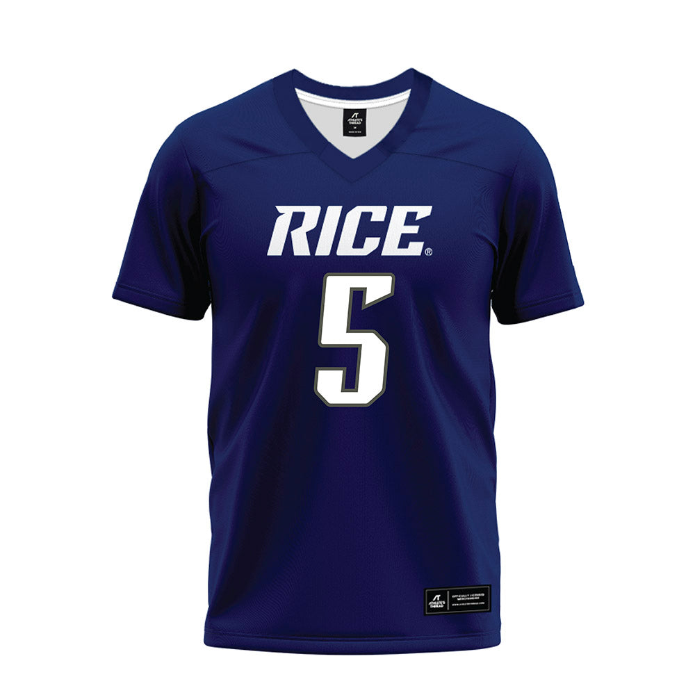 Rice - NCAA Football : Drew Devillier - Navy Blue Premium Football Jersey-0