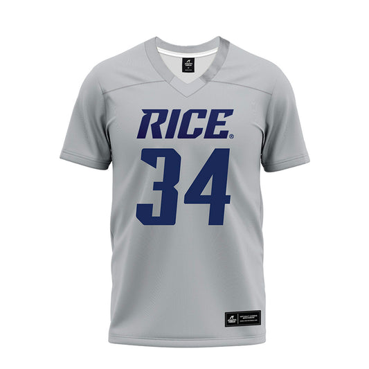 Rice - NCAA Football : Kaleb Blanton - Mid Grey Premium Football Jersey-0