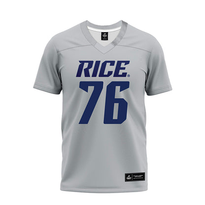 Rice - NCAA Football : John Long - Mid Grey Premium Football Jersey