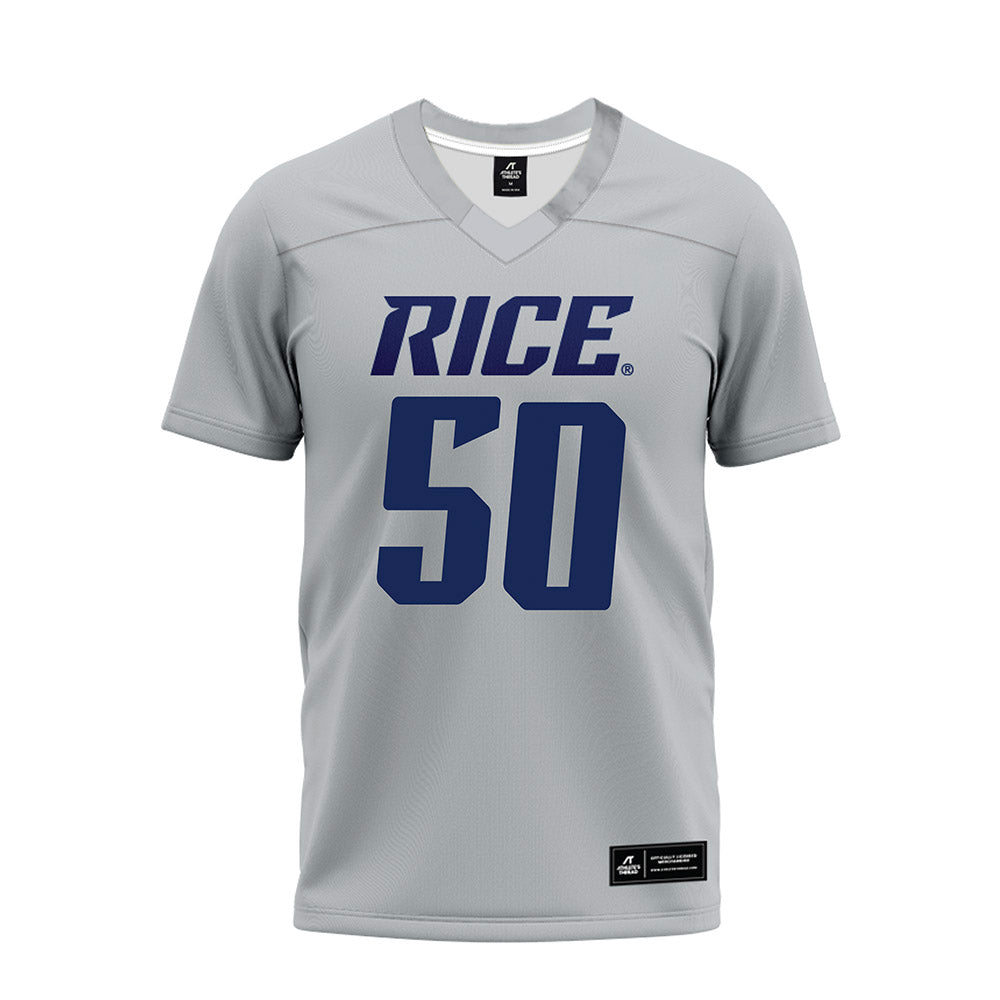 Rice - NCAA Football : Patrick Valent - Mid Grey Premium Football Jersey