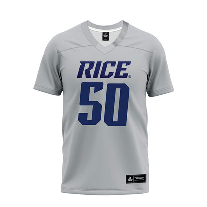 Rice - NCAA Football : Patrick Valent - Mid Grey Premium Football Jersey