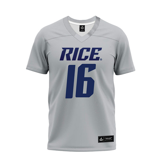 Rice - NCAA Football : Chibuikem Nwajuaku - Mid Grey Premium Football Jersey