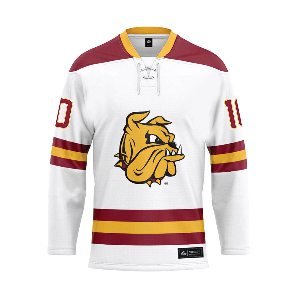 UMN Duluth - NCAA Men's Ice Hockey : Max Plante - White Hockey Jersey-0