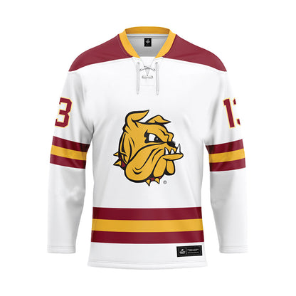 UMN Duluth - NCAA Men's Ice Hockey : Daniel Shlaine - White Hockey Jersey-0