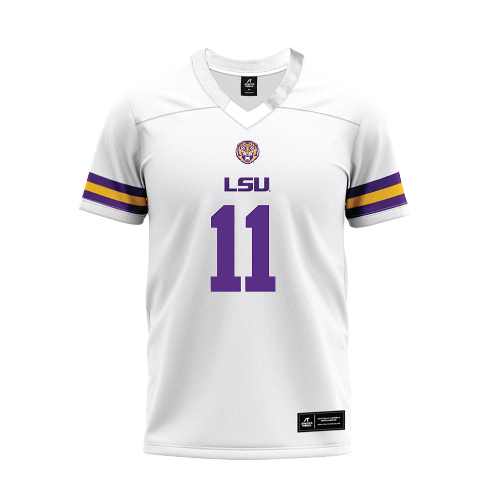 LSU - NCAA Football : PJ Woodland - White Premium Football Jersey