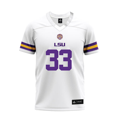 LSU - NCAA Football : David Kency - White Premium Football Jersey-0
