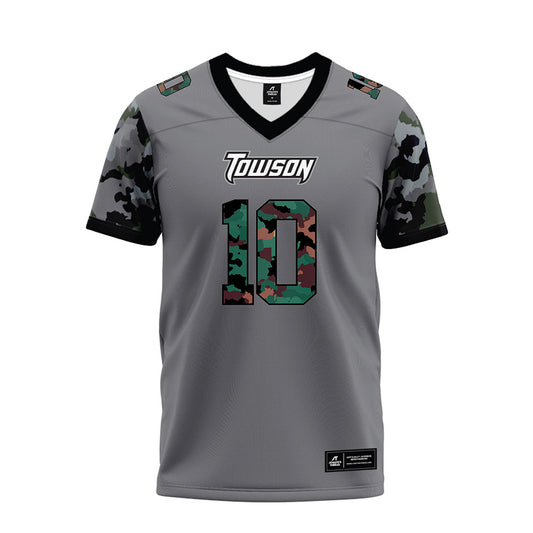 Towson - NCAA Football : John Gioia Jr - Dark Grey Premium Football Jersey