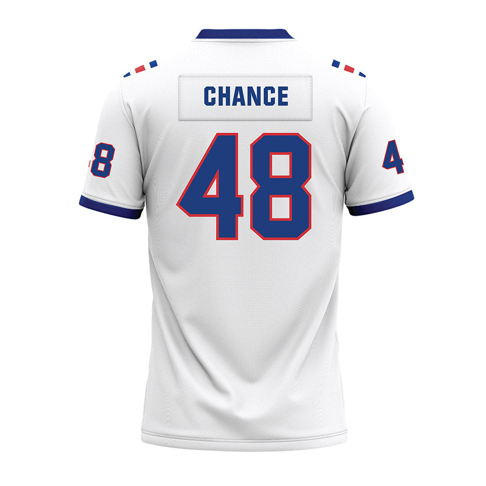 LA Tech - NCAA Football : John Hoyet Chance - White Premium Football Jersey-1