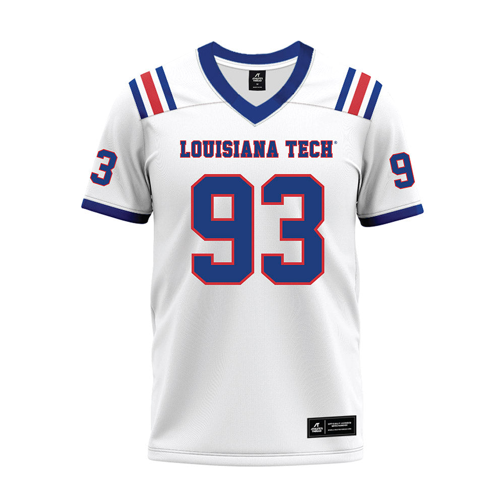LA Tech - NCAA Football : Jacob Bradford - White Premium Football Jersey-0