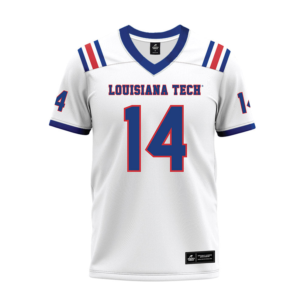 LA Tech - NCAA Football : Teddy Booras - White Premium Football Jersey-0