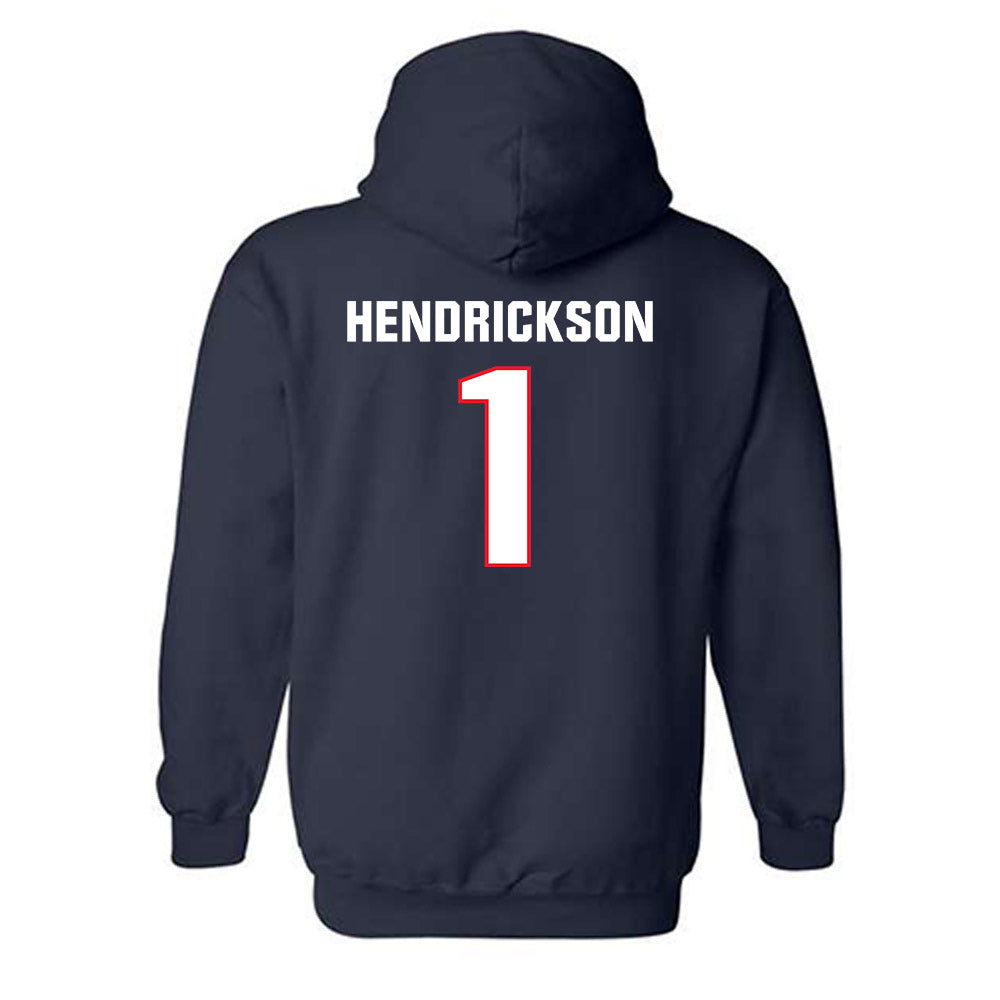 UConn - NCAA Men's Ice Hockey : Kam Hendrickson - Classic Shersey Hooded Sweatshirt-1