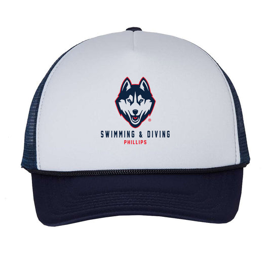 UConn - NCAA Women's Swimming & Diving : Courtney Phillips - Trucker Hat-0