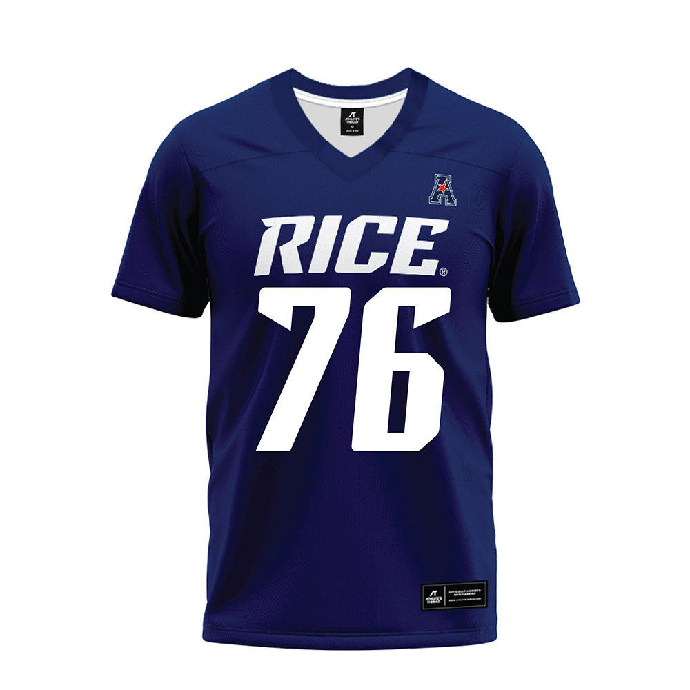 Rice - NCAA Football : John Long - Navy Blue AAC Premium Football Jersey