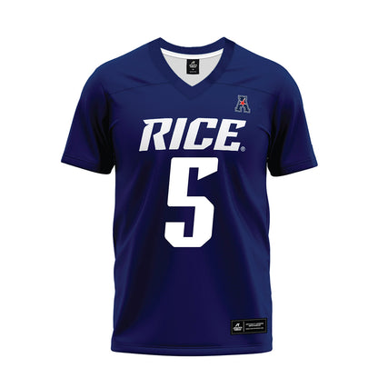 Rice - NCAA Football : Ari Broussard - Navy Blue AAC Premium Football Jersey