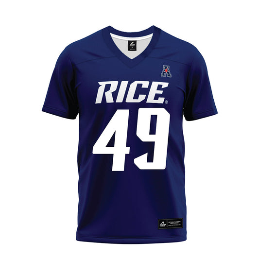 Rice - NCAA Football : Micah Barnett - Navy Blue AAC Premium Football Jersey-0