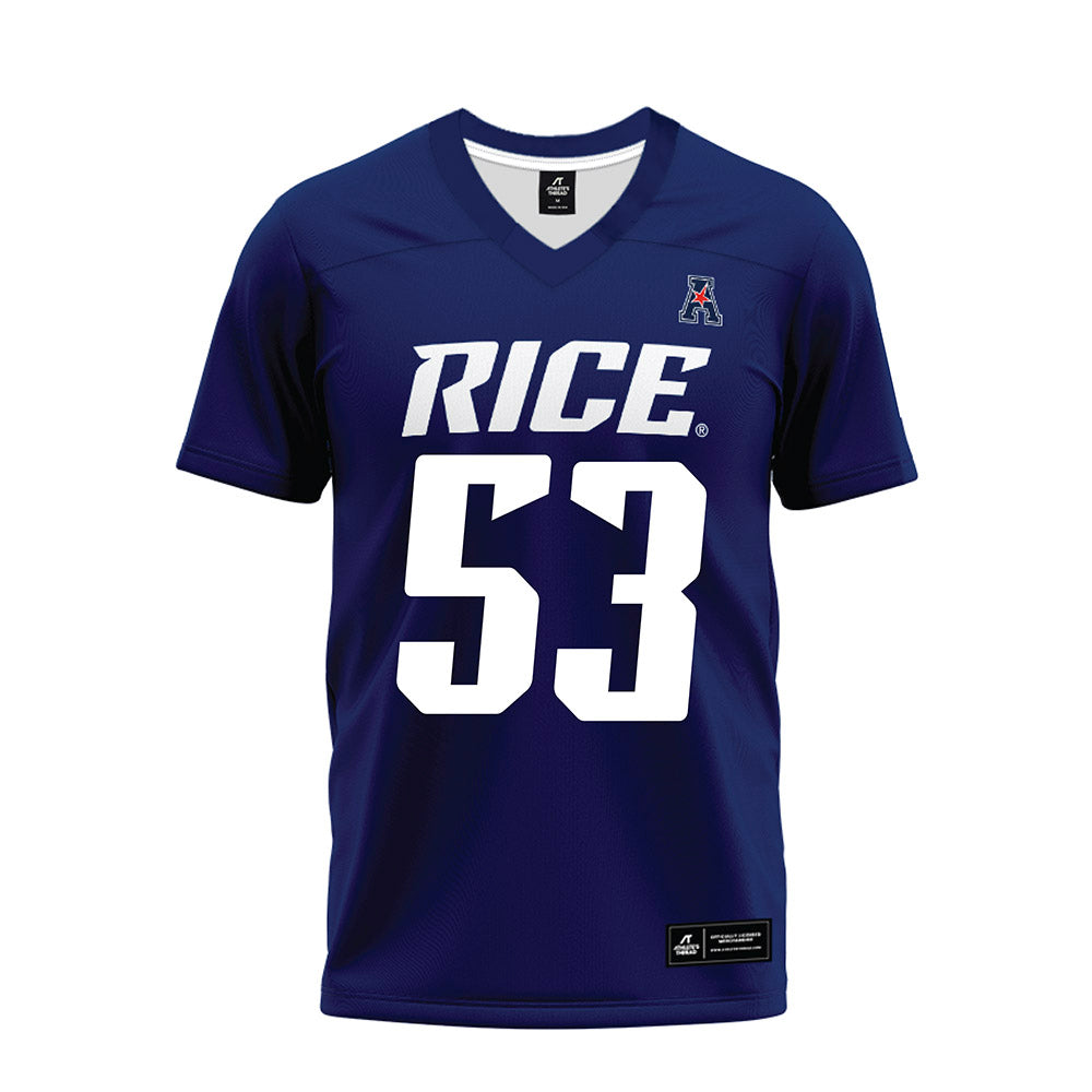 Rice - NCAA Football : Luke Miller - Navy Blue AAC Premium Football Jersey-0