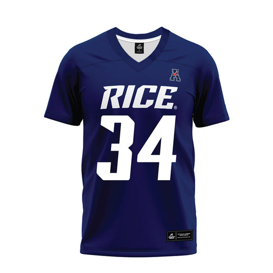 Rice - NCAA Football : Kaleb Blanton - Navy Blue AAC Premium Football Jersey-0