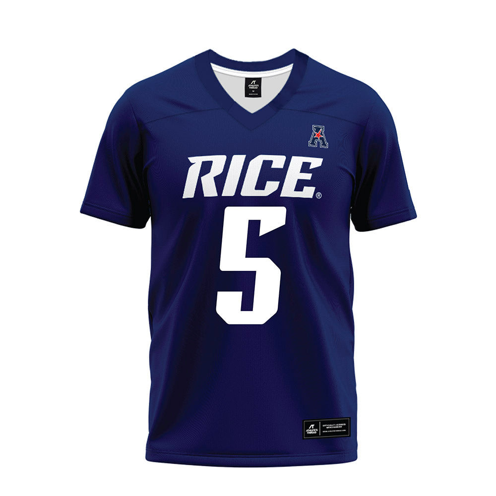 Rice - NCAA Football : Drew Devillier - Navy Blue AAC Premium Football Jersey-0