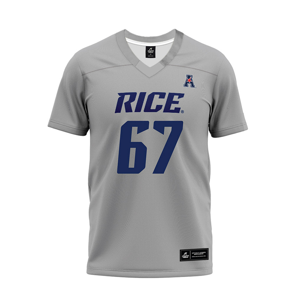 Rice - NCAA Football : Luke Needham - Mid Grey AAC Premium Football Jersey-0