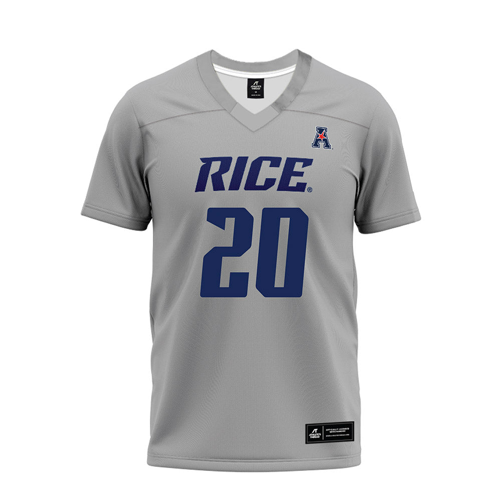 Rice - NCAA Football : Bailey Fletcher - Mid Grey AAC Premium Football Jersey