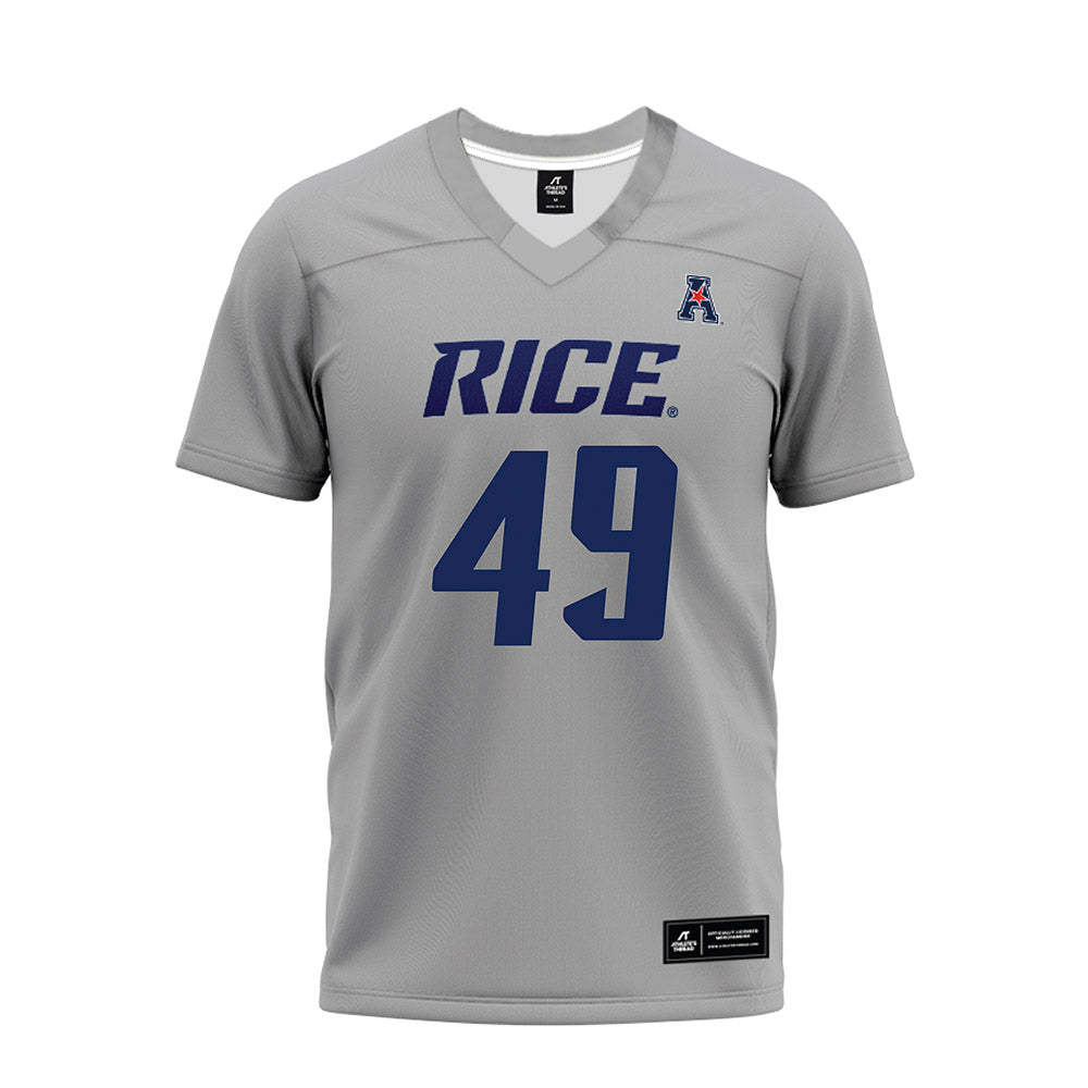Rice - NCAA Football : Micah Barnett - Mid Grey AAC Premium Football Jersey-0