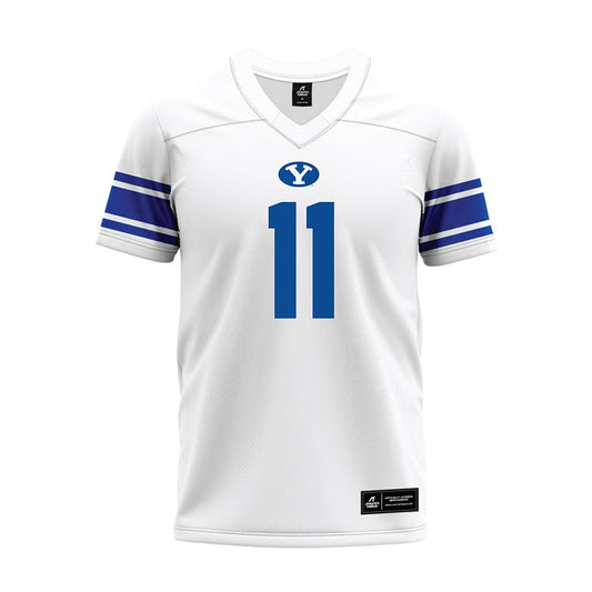 BYU - NCAA Football : Cade Fennegan - White Premium Football Jersey