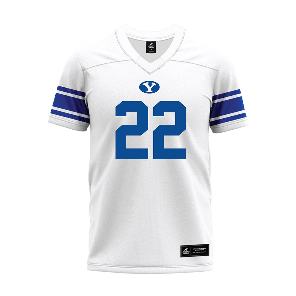 BYU - NCAA Football : Mason Fakahua - White Premium Football Jersey