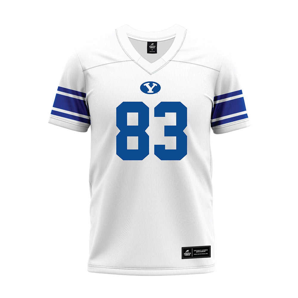 BYU - NCAA Football : Weston Covey - White Premium Football Jersey