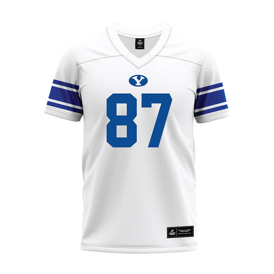 BYU - NCAA Football : Ethan Erickson - White Premium Football Jersey