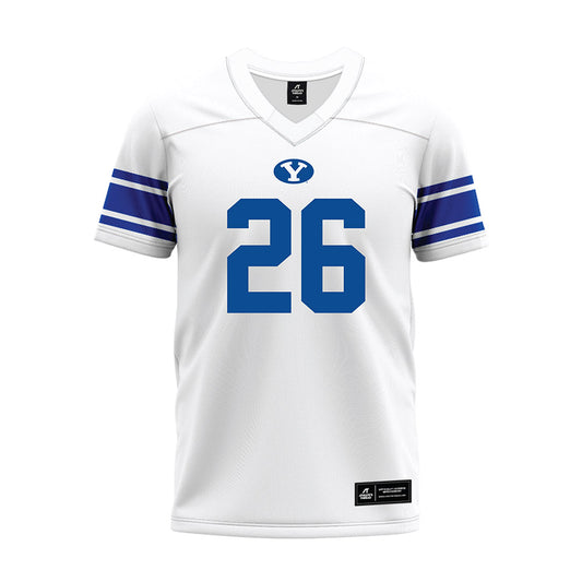 BYU - NCAA Football : Ethan Slade - White Premium Football Jersey