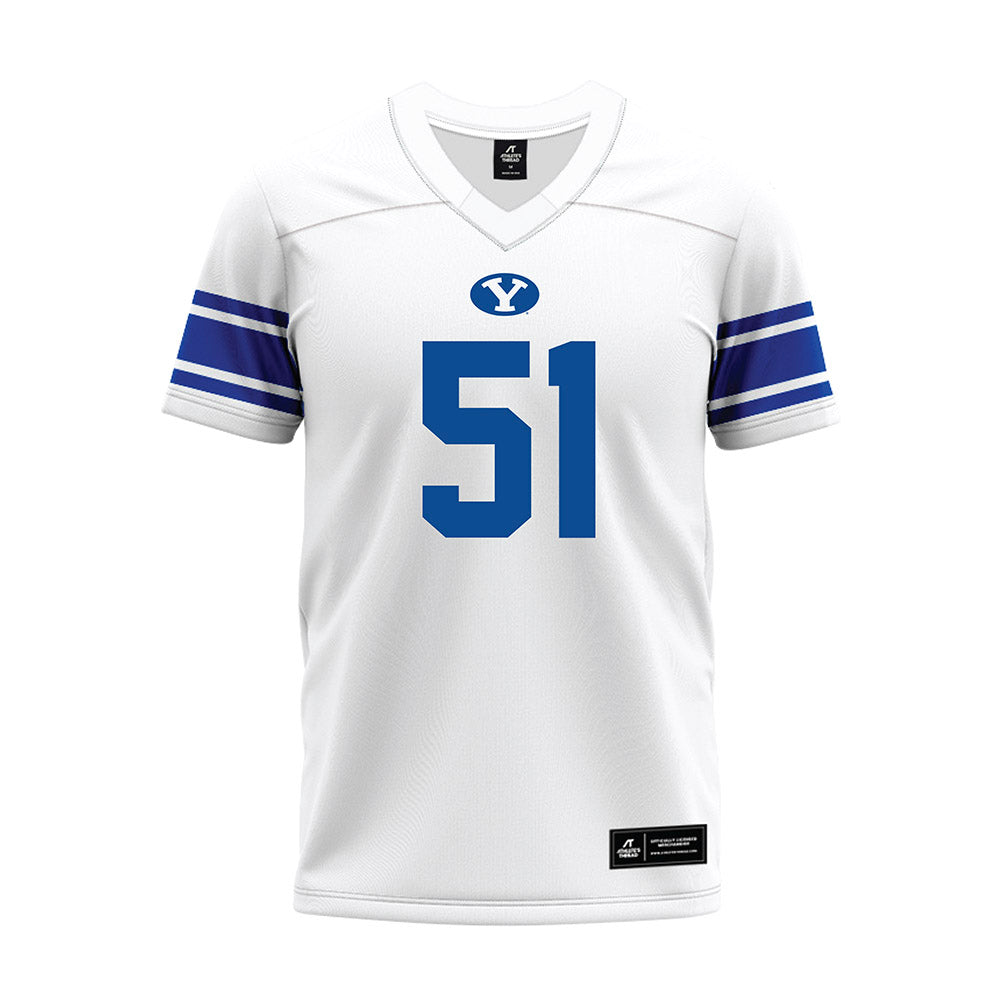 BYU - NCAA Football : Sonny Makasini - White Premium Football Jersey