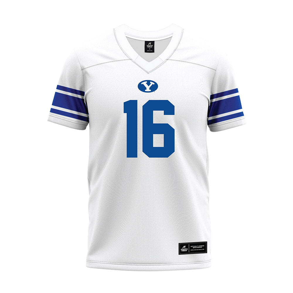 BYU - NCAA Football : Cole Hagen - White Premium Football Jersey