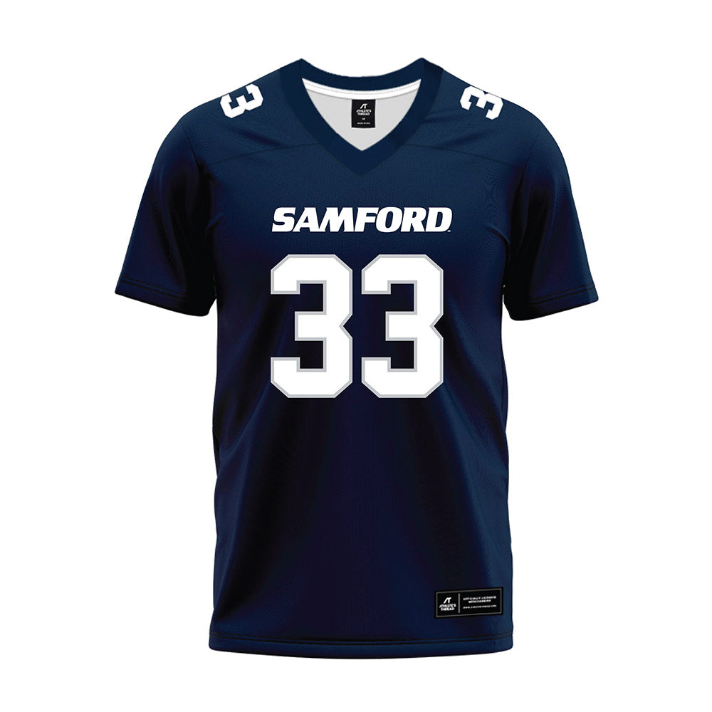 Samford - NCAA Football : Theodore Davenport - Navy Premium Football Jersey