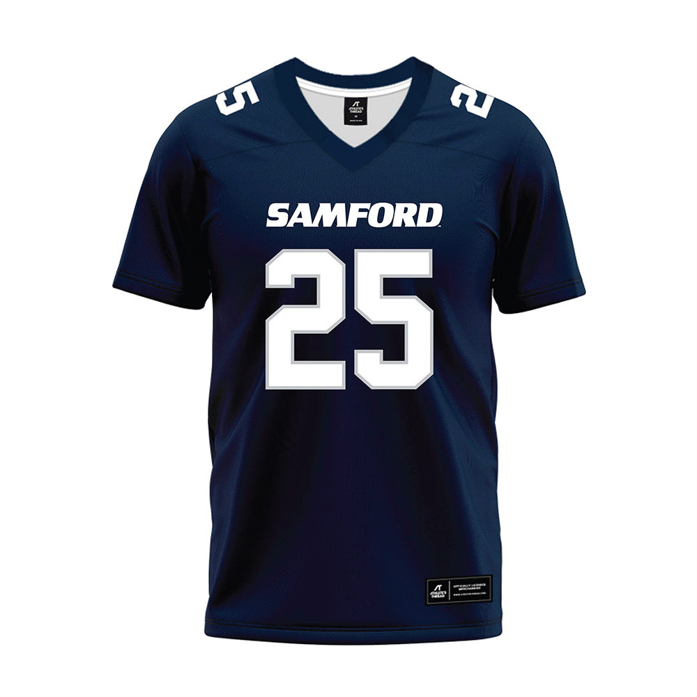 Samford - NCAA Football : William Pruitt - Navy Premium Football Jersey