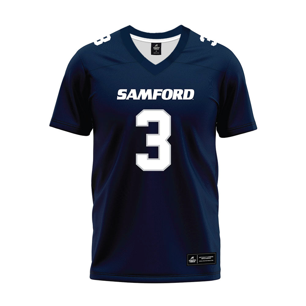 Samford - NCAA Football : Caidan Maddux - Navy Premium Football Jersey