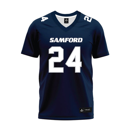 Samford - NCAA Football : Edwin Dearman - Navy Premium Football Jersey